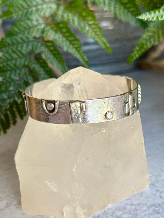 Abstract Silver Cuff Bracelet