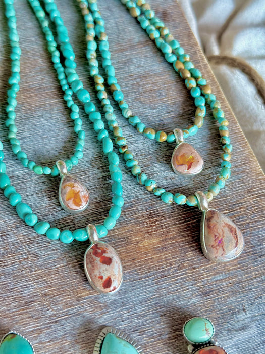 17" Campitos Turquoise + Fire Opal Necklace (3)