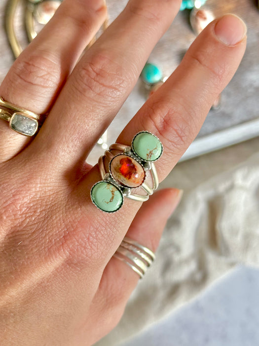 Turquoise + Mexican Fire Opal | Made to Order