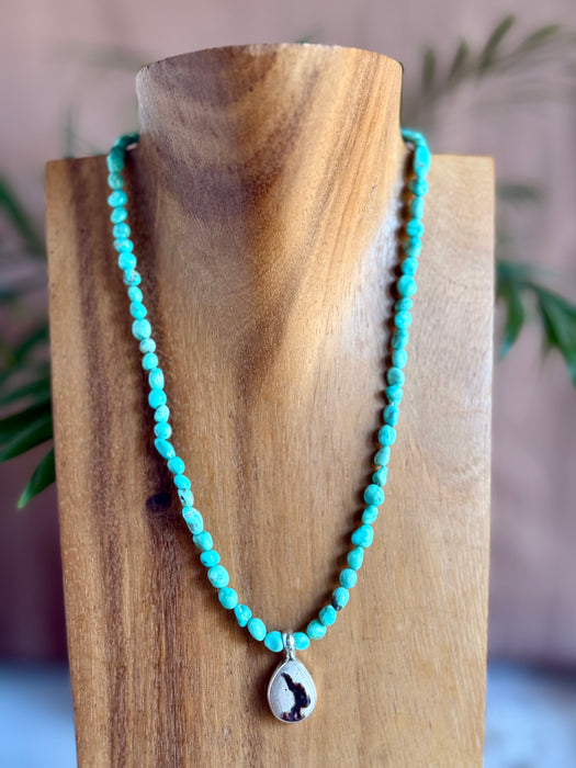 18.5" Campitos Turquoise + Fire Opal Necklace