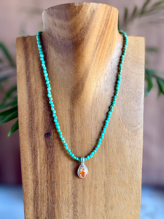 17" Campitos Turquoise + Fire Opal Necklace (3)