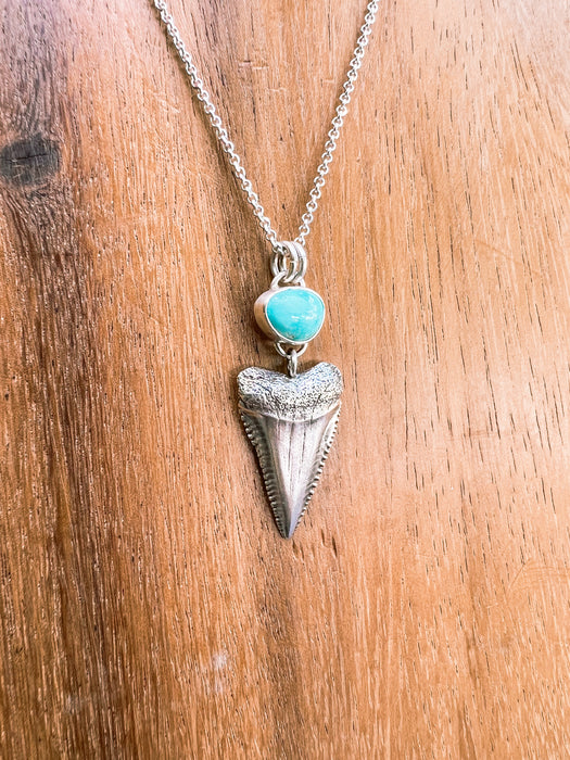 Gemstone Beaded Silver Shark's Tooth Necklace | sea. jewelry shop