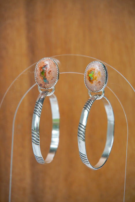 Mexican Fire Opal Hoop Earrings