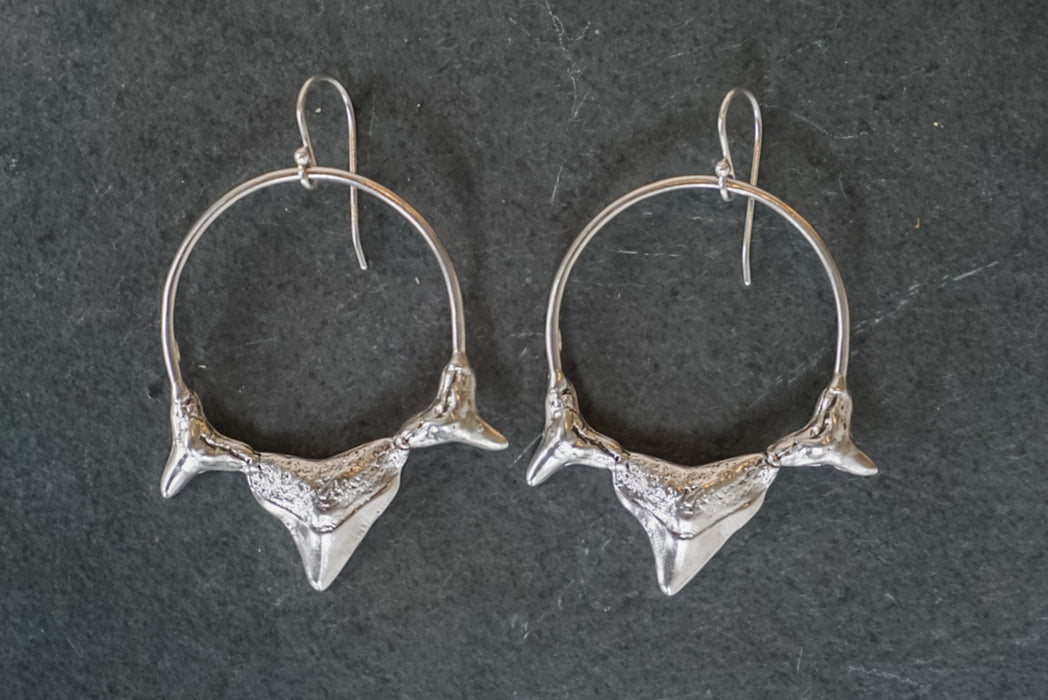 Triple Shark Tooth Hoop Earrings