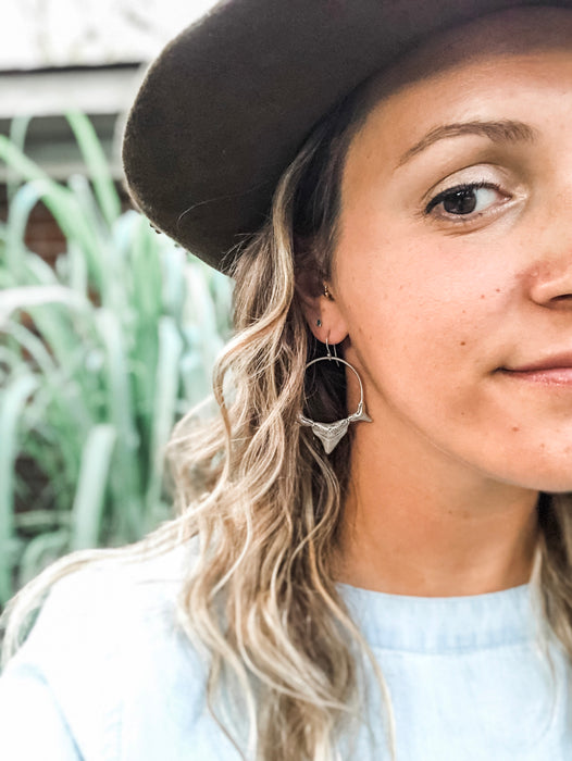 Triple Shark Tooth Hoop Earrings